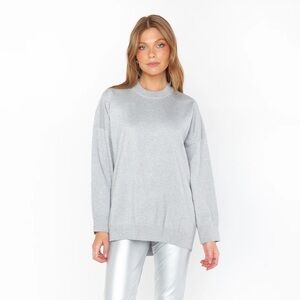 Show Me Your Mumu Classic Crewneck Sweater Silver Metallic Knit